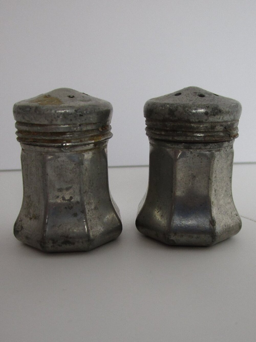 tiny pewter salt & pepper set